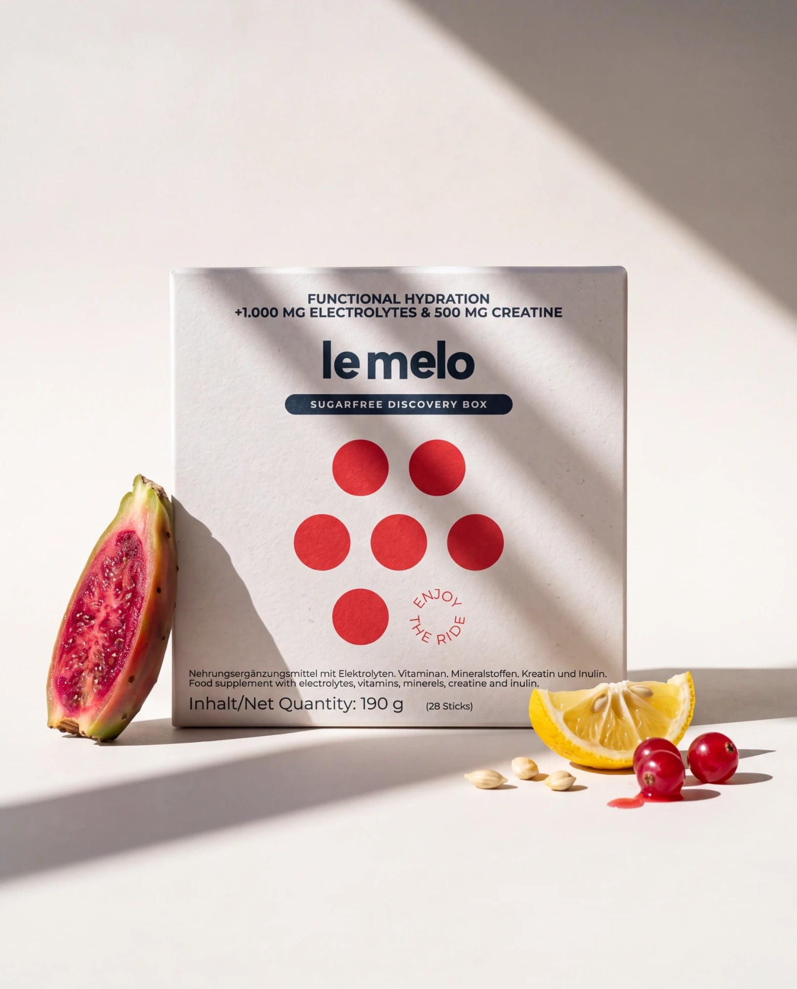 le melo Sugarfree Discovery Box mit Kaktusfeige, Yuzu und Johannisbeeren